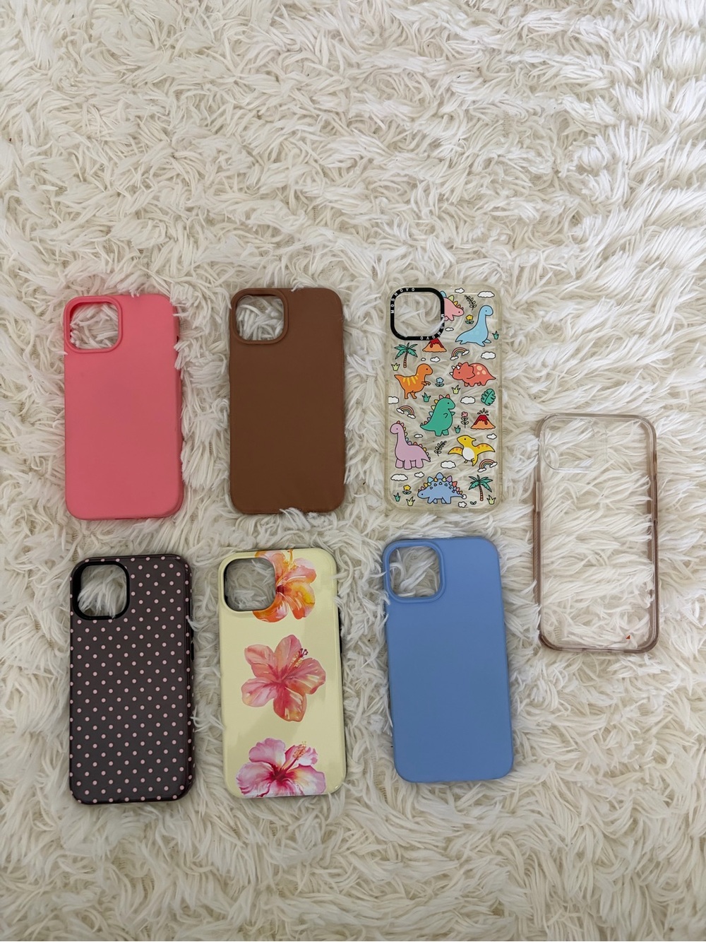 iPhone 14 Case Bundle - Pink, Brown, Blue, Clear, Floral & Dino Designs